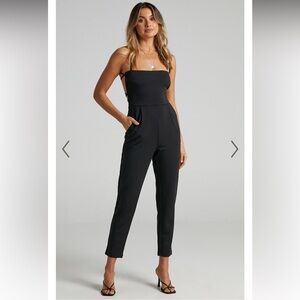 Showpo BRINKLEY JUMPSUIT - STRAPPY OPEN BACK JUMPSUIT IN BLACK